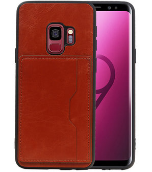 Bruin Staand Back Cover 1 Pasje Hoesje voor Samsung Galaxy S9