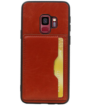 Bruin Staand Back Cover 1 Pasje Hoesje voor Samsung Galaxy S9