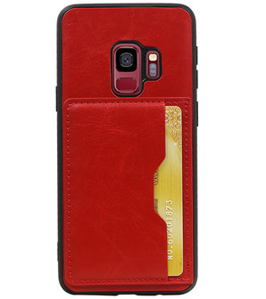 Rood Staand Back Cover 1 Pasje Hoesje voor Samsung Galaxy S9