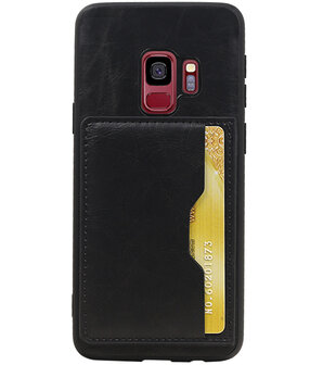 Zwart Staand Back Cover 1 Pasje Hoesje voor Samsung Galaxy S9
