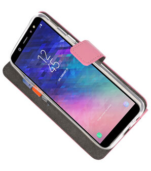 Roze Bookstyle Wallet Cases Hoesje voor Samsung Galaxy A6 (2018)