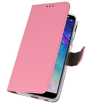 Roze Bookstyle Wallet Cases Hoesje voor Samsung Galaxy A6 (2018)