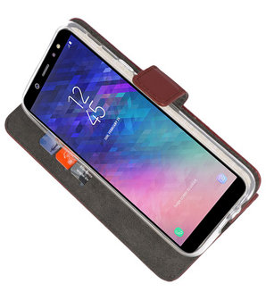 Bruin Bookstyle Wallet Cases Hoesje voor Samsung Galaxy A6 (2018) 