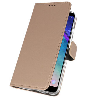 Goud Bookstyle Wallet Cases Hoesje voor Samsung Galaxy A6 Plus (2018)