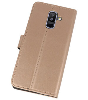 Goud Bookstyle Wallet Cases Hoesje voor Samsung Galaxy A6 Plus (2018)