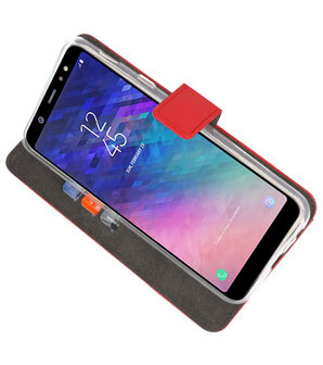 Rood Bookstyle Wallet Cases Hoesje voor Samsung Galaxy A6 Plus (2018)