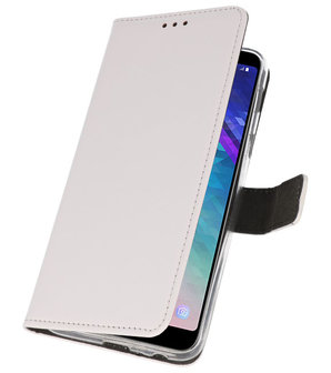 Wit Bookstyle Wallet Cases Hoesje voor Samsung Galaxy A6 Plus (2018)