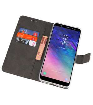 Wit Bookstyle Wallet Cases Hoesje voor Samsung Galaxy A6 Plus (2018)