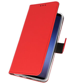 Rood Wallet Cases Hoesje voor Samsung Galaxy S9 Plus