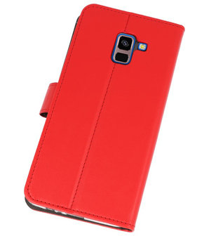 Rood Wallet Cases Hoesje voor Samsung Galaxy A8 Plus 2018