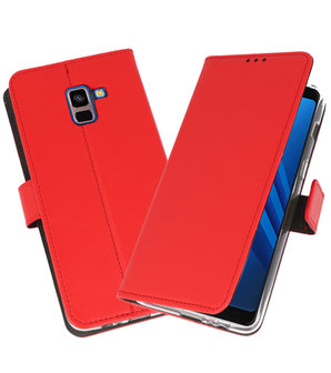 Rood Wallet Cases Hoesje voor Samsung Galaxy A8 Plus 2018