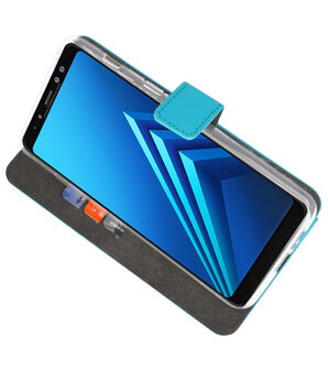 Blauw Wallet Cases Hoesje voor Samsung Galaxy A8 Plus 2018