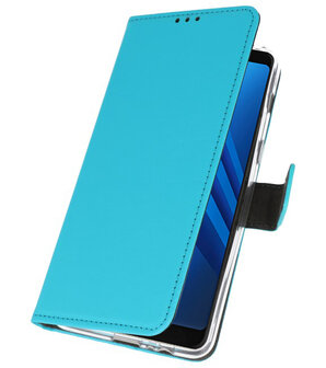 Blauw Wallet Cases Hoesje voor Samsung Galaxy A8 Plus 2018