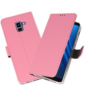 Roze Wallet Cases Hoesje voor Samsung Galaxy A8 Plus 2018