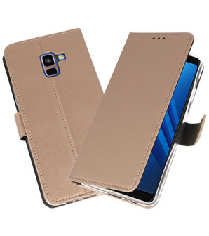 Goud Wallet Cases Hoesje voor Samsung Galaxy A8 Plus 2018