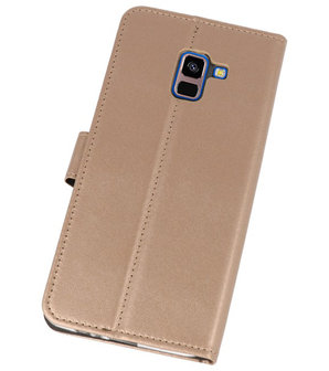 Goud Wallet Cases Hoesje voor Samsung Galaxy A8 Plus 2018