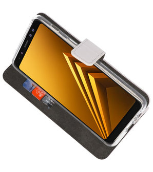 Wit Wallet Cases Hoesje voor Samsung Galaxy A8 2018