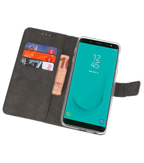Wit Wallet Cases Hoesje voor Samsung Galaxy J6 2018