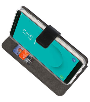 Zwart Wallet Cases Hoesje voor Samsung Galaxy J6 2018