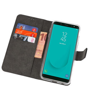 Zwart Wallet Cases Hoesje voor Samsung Galaxy J6 2018