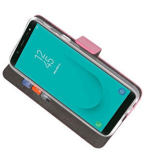 Roze Wallet Cases Hoesje voor Samsung Galaxy J6 2018