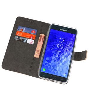 Goud Wallet Cases Hoesje Galaxy J7 2018