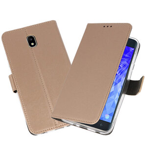 Goud Wallet Cases Hoesje Galaxy J7 2018