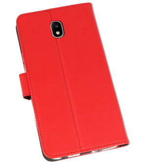 Rood Wallet Cases Hoesje voor Samsung Galaxy J7 2018