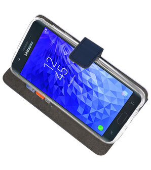 Navy Wallet Cases Hoesje voor Samsung Galaxy J7 2018