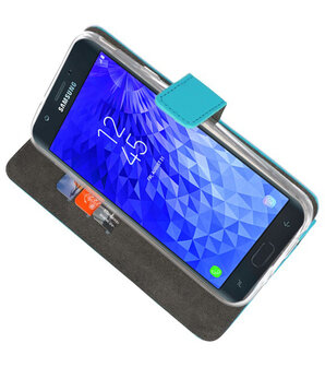 Blauw Wallet Cases Hoesje voor Samsung Galaxy J7 2018 