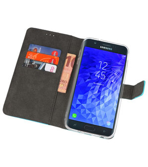 Blauw Wallet Cases Hoesje voor Samsung Galaxy J7 2018 