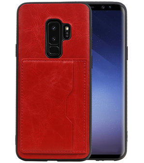 Rood Staand Back Cover 1 Pasje Hoesje voor Samsung Galaxy S9 Plus