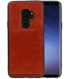 Bruin Staand Back Cover 1 Pasje Hoesje voor Samsung Galaxy S9 Plus