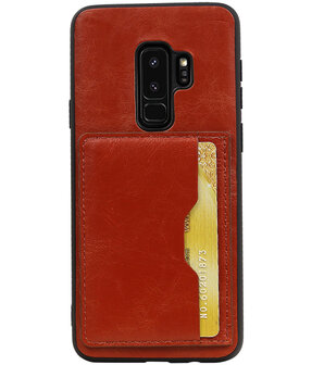 Bruin Staand Back Cover 1 Pasje Hoesje voor Samsung Galaxy S9 Plus