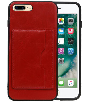 Rood Staand Back Cover 1 Pasje Hoesje voor iPhone 8 Plus