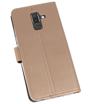 Goud Wallet Cases Hoesje voor Samsung Galaxy J8 