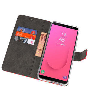 Rood Wallet Cases Hoesje voor Samsung Galaxy J8 
