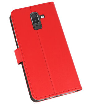 Rood Wallet Cases Hoesje voor Samsung Galaxy J8 