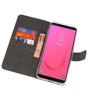 Navy Wallet Cases Hoesje voor Samsung Galaxy J8