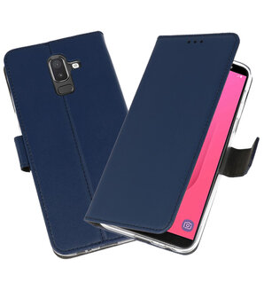 Navy Wallet Cases Hoesje voor Samsung Galaxy J8