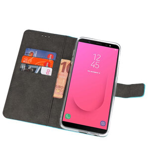 Blauw Wallet Cases Hoesje voor Samsung Galaxy J8 