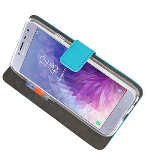 Blauw Wallet Cases Hoesje voor Samsung Galaxy J4 2018 