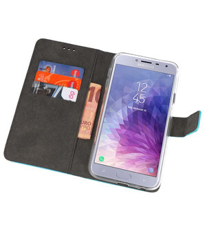 Blauw Wallet Cases Hoesje voor Samsung Galaxy J4 2018 