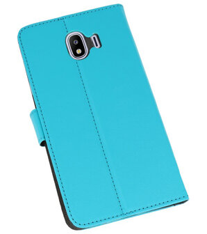 Blauw Wallet Cases Hoesje voor Samsung Galaxy J4 2018 