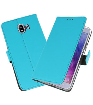 Blauw Wallet Cases Hoesje voor Samsung Galaxy J4 2018 