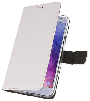 Wit Wallet Cases Hoesje voor Samsung Galaxy J4 2018