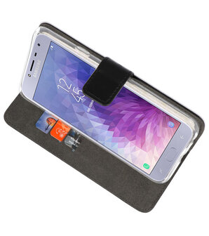 Zwart Wallet Cases Hoesje voor Samsung Galaxy J4 2018