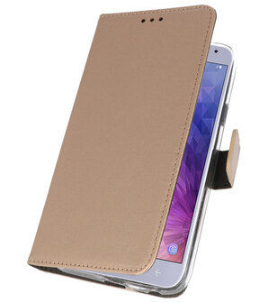 Goud Wallet Cases Hoesje voor Samsung Galaxy J4 2018