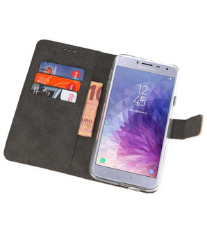 Goud Wallet Cases Hoesje voor Samsung Galaxy J4 2018