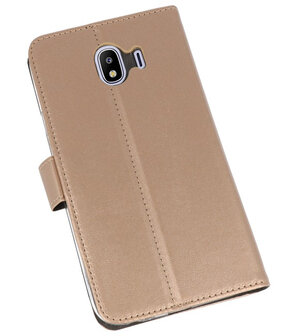 Goud Wallet Cases Hoesje voor Samsung Galaxy J4 2018